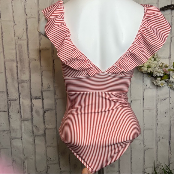 AAVA ONE PIECE RUFFLE Candy Striped SWIM SUIT - Picture 7 of 8